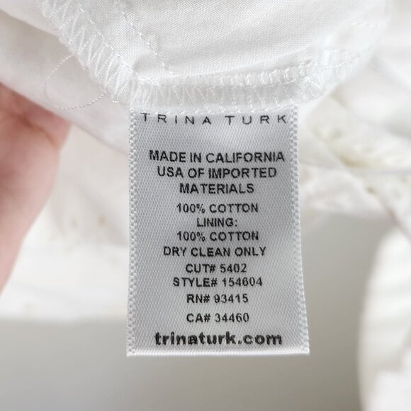 Trina Turk White Tahlia Eyelet Romper Adjustable Straps sz 2 - Picture 9 of 9